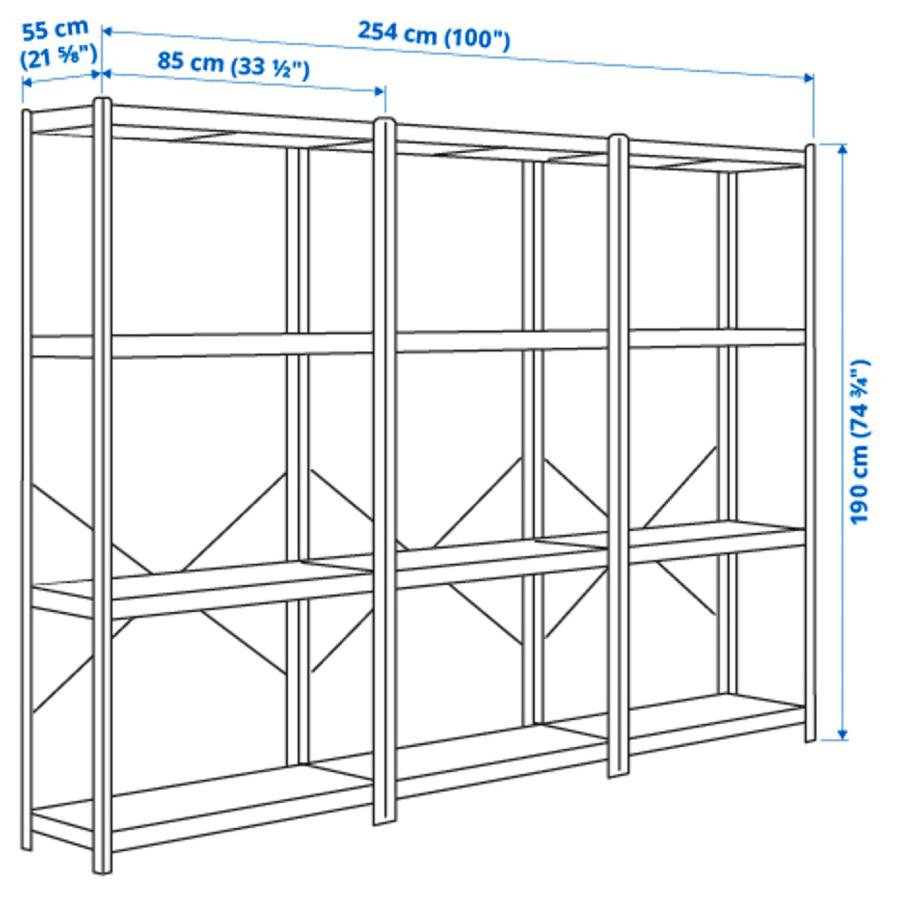 [IKEA/イケア/通販]BROR ブロール シェルフユニット, グレーグリーン/パイン材合板, 254x55x190 cm[15](89532180) |  | 04