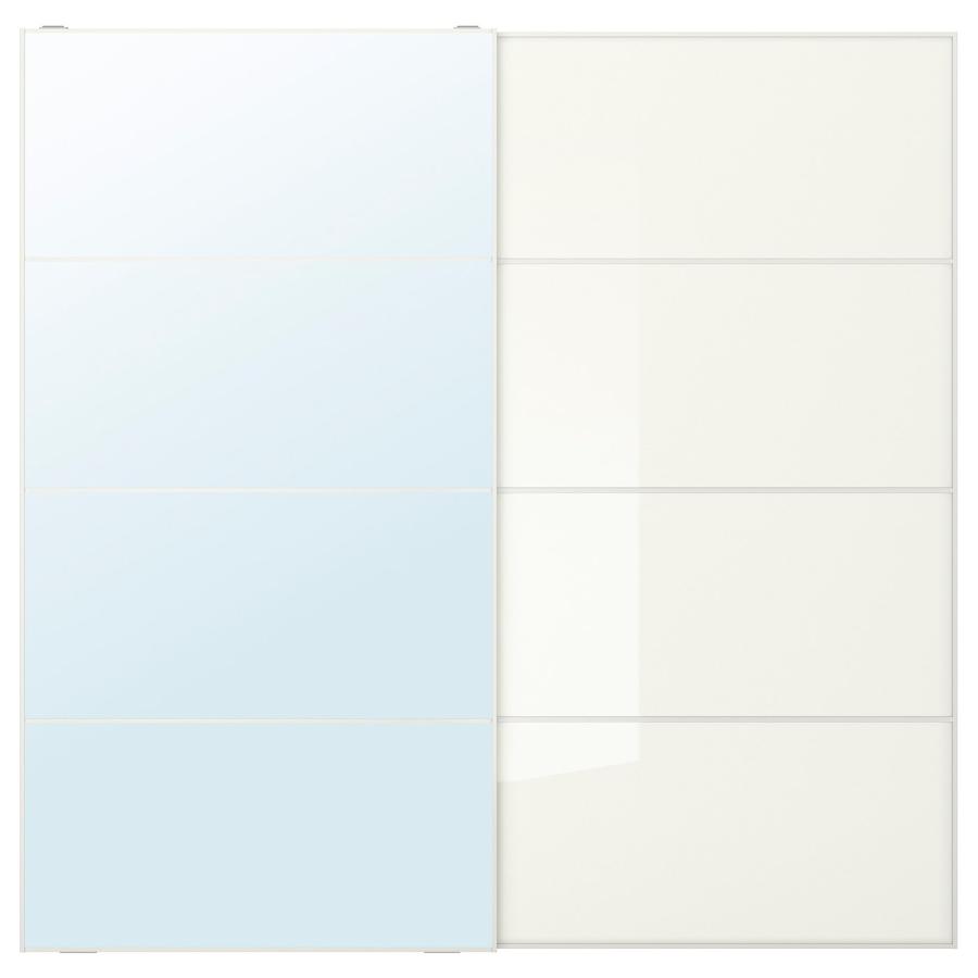 [IKEA/イケア/通販]AULI アウリ / FARVIK フェールヴィーク 引き戸 2枚組, ミラーガラス/ホワイトガラス, 200x201 cm[3](89560291) | 