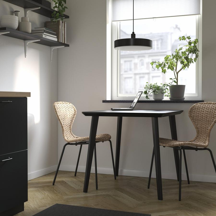 [IKEA/イケア/通販]LISABO リーサボー / ALVSTA エルヴスタ テーブル＆チェア2脚, ブラック/籐 ブラック, 88x78 cm[5](89568372) |  | 01