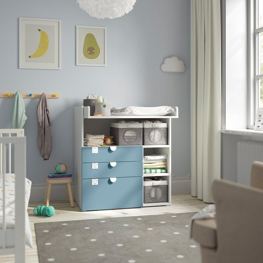 [IKEA/イケア/通販]SMASTAD スモースタード おむつ替え台, ホワイト ブルー/引き出し3段付き, 90x79x100 cm[8](89582759) |  | 02