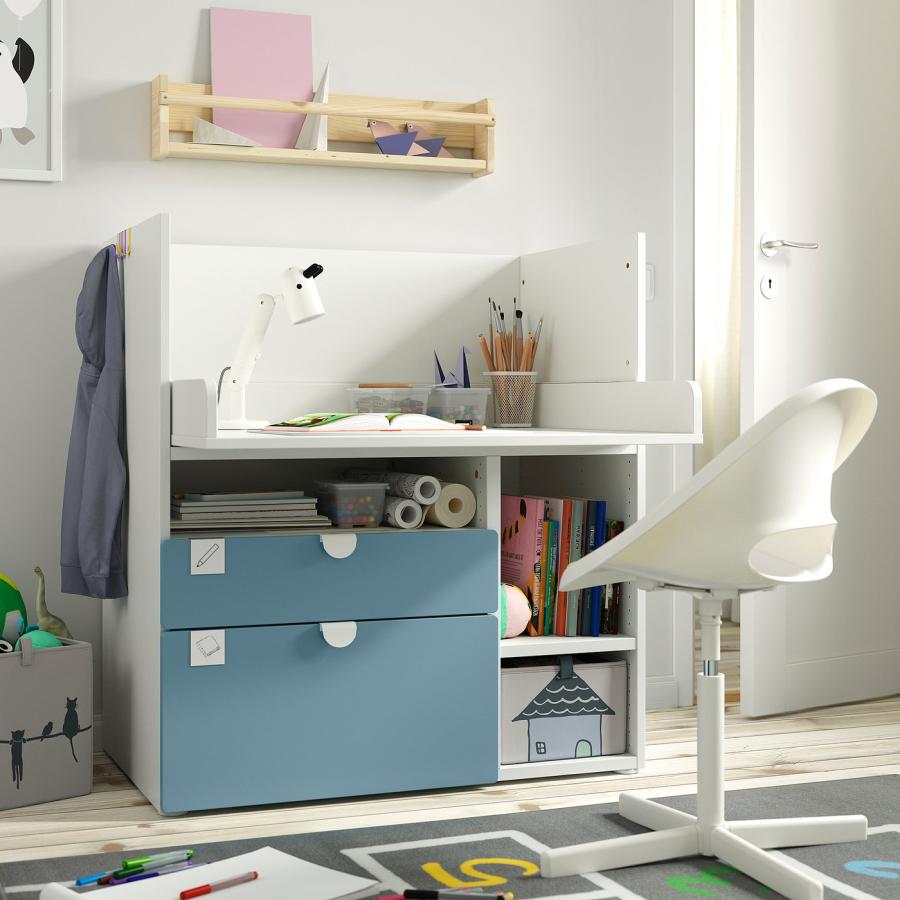 [IKEA/イケア/通販]SMASTAD スモースタード おむつ替え台, ホワイト ブルー/引き出し3段付き, 90x79x100 cm[8](89582759) |  | 03