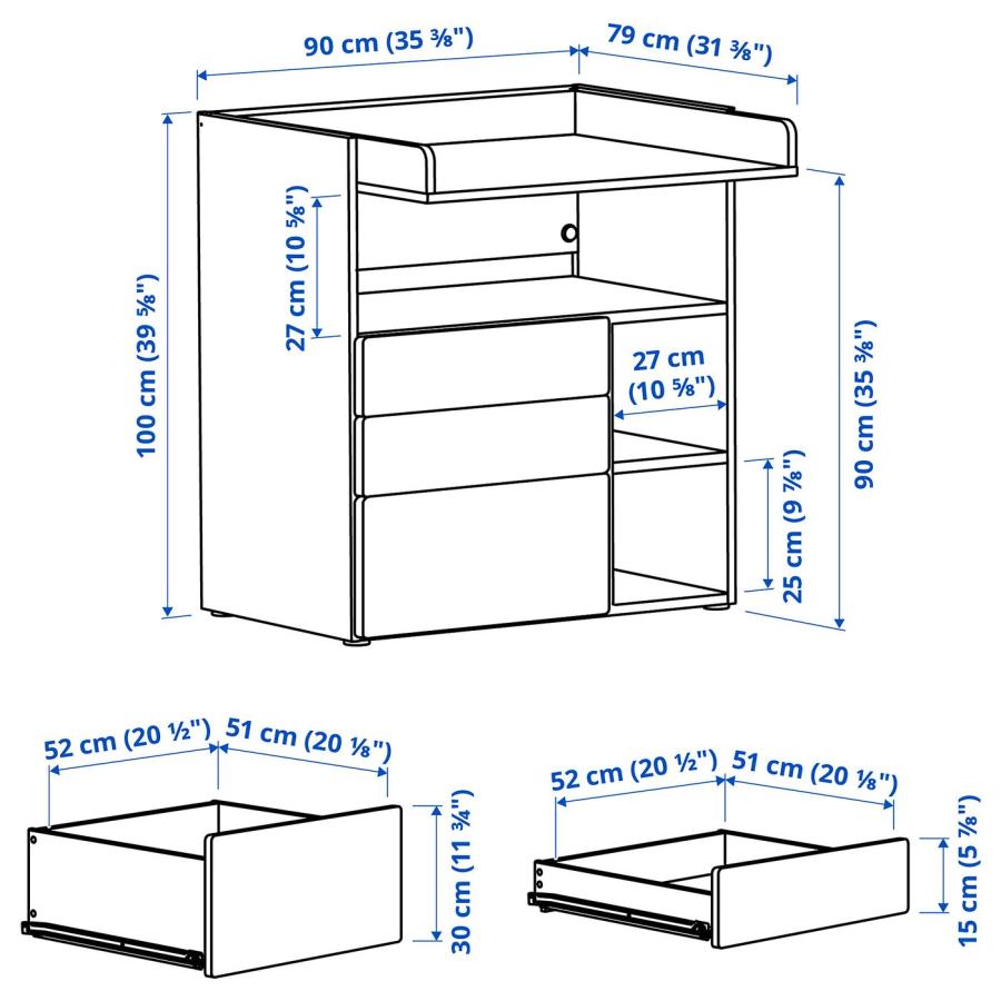 [IKEA/イケア/通販]SMASTAD スモースタード おむつ替え台, ホワイト ブルー/引き出し3段付き, 90x79x100 cm[8](89582759) |  | 06