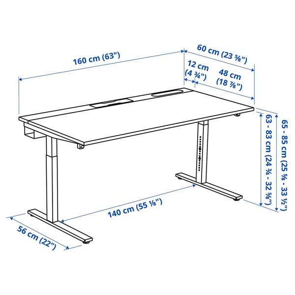 [IKEA/イケア/通販]MITTZON ミッツォーンデスク, ブラックステインアッシュ材突き板/ブラック ホワイト,160x60 cm[3](89591377) |  | 01
