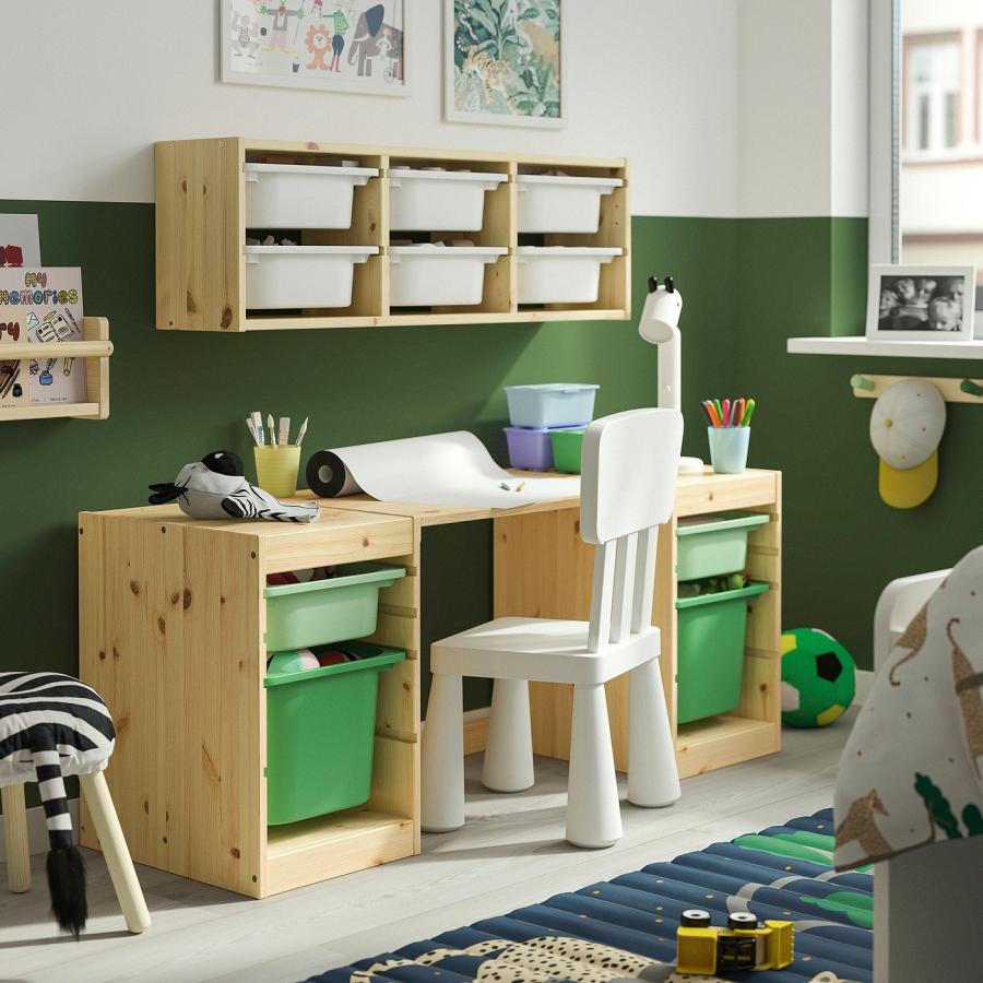 [IKEA/イケア/通販]TROFAST トロファスト デスク 収納ボックス付き, ライトホワイトステインパイン/ライトグリーン ブライトグリーン, 124x44x53 cm[7](89613874 |  | 01