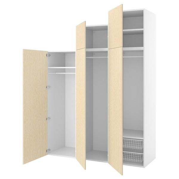 [IKEA/イケア/通販]PLATSA プラッツァワードローブ 扉5枚, ホワイト/カールボーデン パイン調（強）,180x57x241 cm[13](89624976) | 