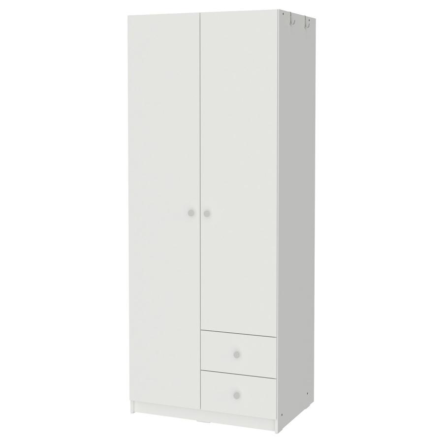 [IKEA/イケア/通販]BRUKSVARA ブルクスヴァーラ ワードローブ 扉2枚+引き出し2段付き, ホワイト, 79x57x201 cm[IL](90556047) | 