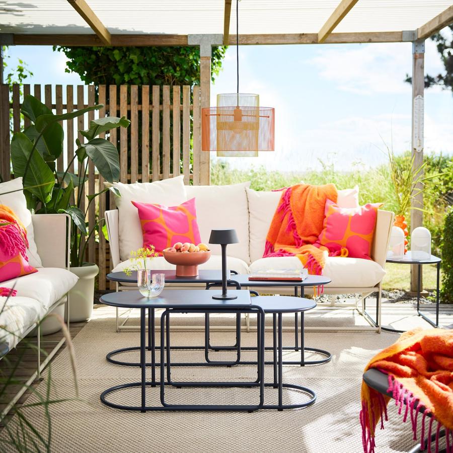 [IKEA/イケア/通販]GRYTSHOLM グリツホルム ネストテーブル2点セット, 屋外用/ブラックブルー[D](90604307) |  | 01