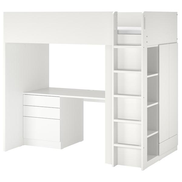 【IKEA/イケア/通販】SMASTAD スモースタード ロフトベッド, ホワイト ホワイト/デスク付き 引き出し4段付き,…[17](09435480) | 