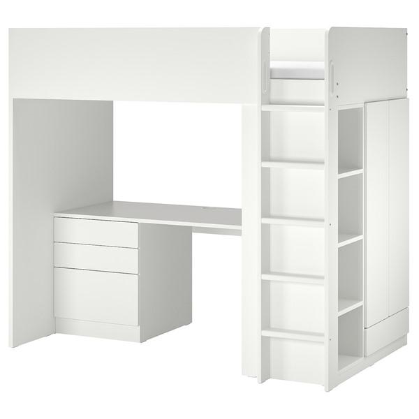 【IKEA/イケア/通販】SMASTAD スモースタード ロフトベッド, ホワイト ホワイト/デスク付き 引き出し4段付き,…[17](09435480) |  | 01