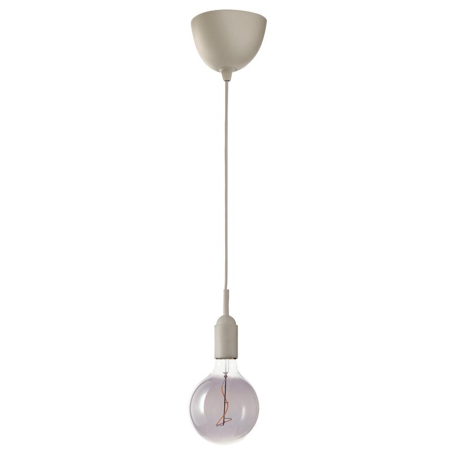 [IKEA/イケア/通販]GRAVACKA グローヴァッカ / MOLNART モールナルト ペンダントランプ 電球付き, ベージュ/グレークリアガラス, 125 mm[AA](09490179) | 