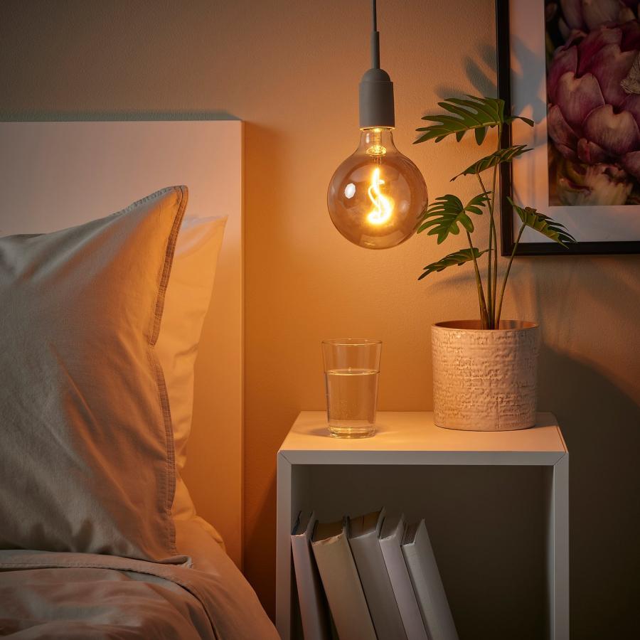 [IKEA/イケア/通販]GRAVACKA グローヴァッカ / MOLNART モールナルト ペンダントランプ 電球付き, ベージュ/グレークリアガラス, 125 mm[AA](09490179) |  | 01