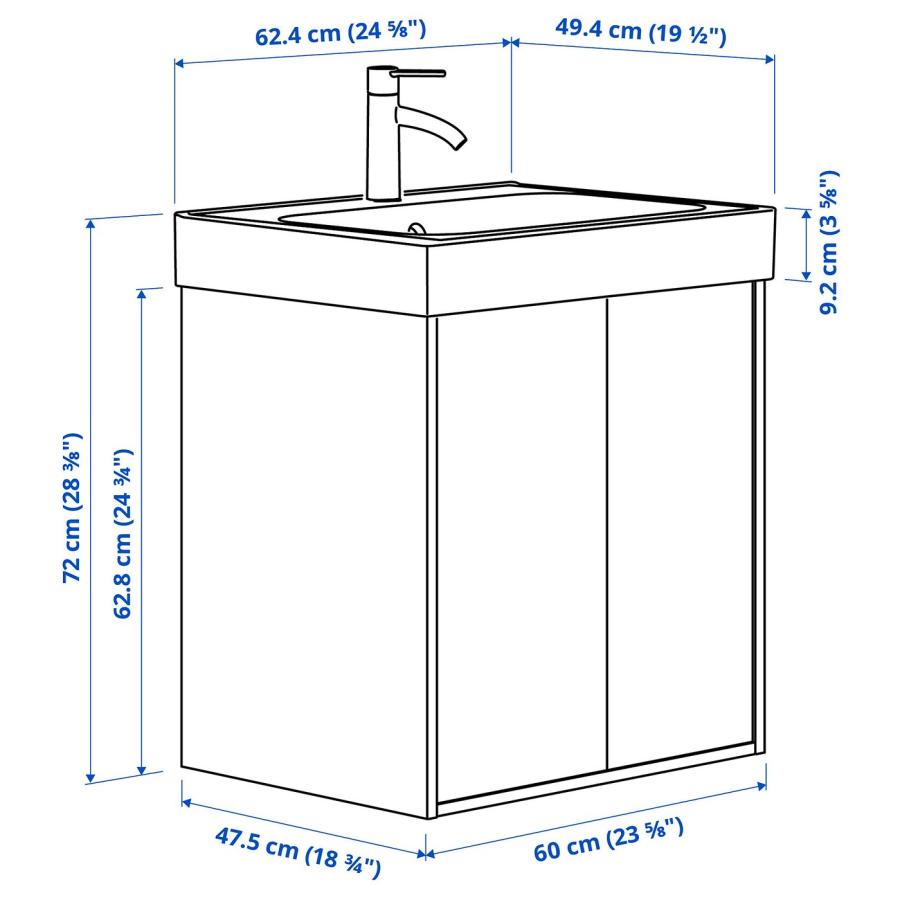 [IKEA/イケア/通販]HAVBACK ハーヴベック / ORRSJON オルショーン 洗面台 扉/深型洗面ボウル/水栓付き, ダークグレー, 62x49x72 cm[4](09516674) |  | 05