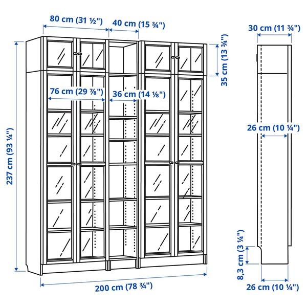 [IKEA/イケア/通販]BILLY ビリー / OXBERG オクスベリ 本棚 ガラス扉/追加ユニット付き, オーク調, 200x30x237 cm[14](09525701) |  | 02