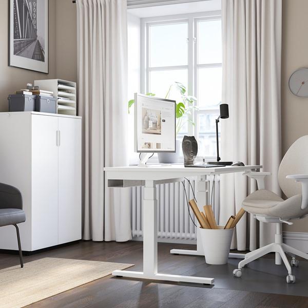 IKEA/イケア/通販]MITTZON ミッツォーンデスク 昇降式, 100V ホワイト