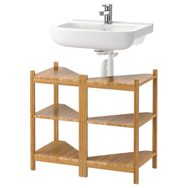 [IKEA/イケア/通販]RAGRUND ローグルンド / BJORKAN ビョールコーン洗面台用シェルフ/コーナーシェルフ, 竹[5](9546888) | 