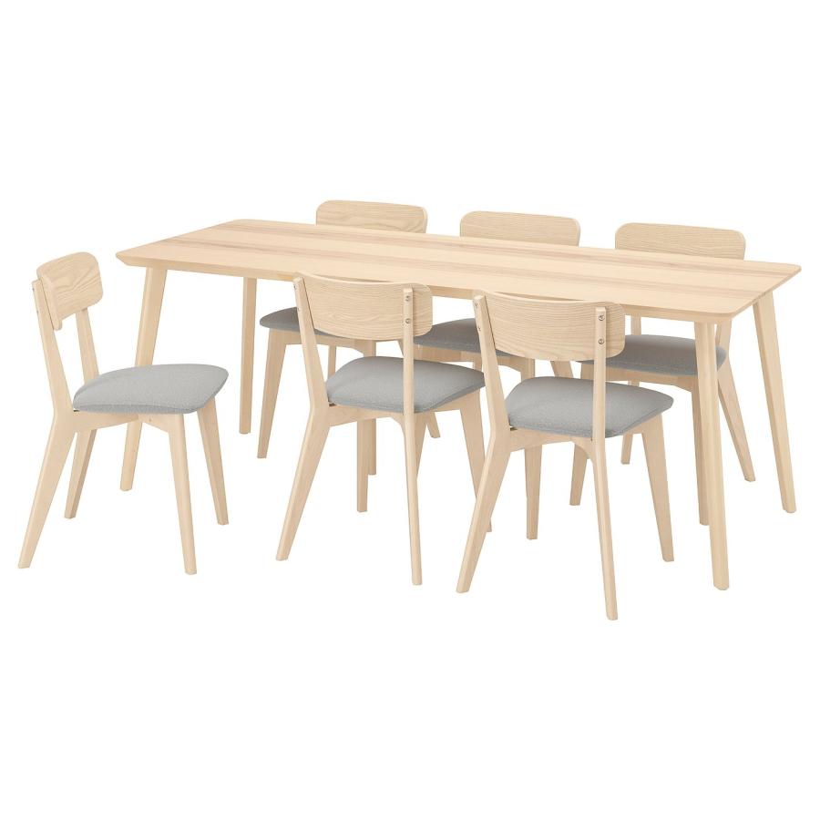 [IKEA/イケア/通販]LISABO リーサボー / LISABO リーサボー テーブル＆チェア6脚, アッシュ/タルミーラ ホワイト/ブラック, 200x78 cm[8](09554840) | 