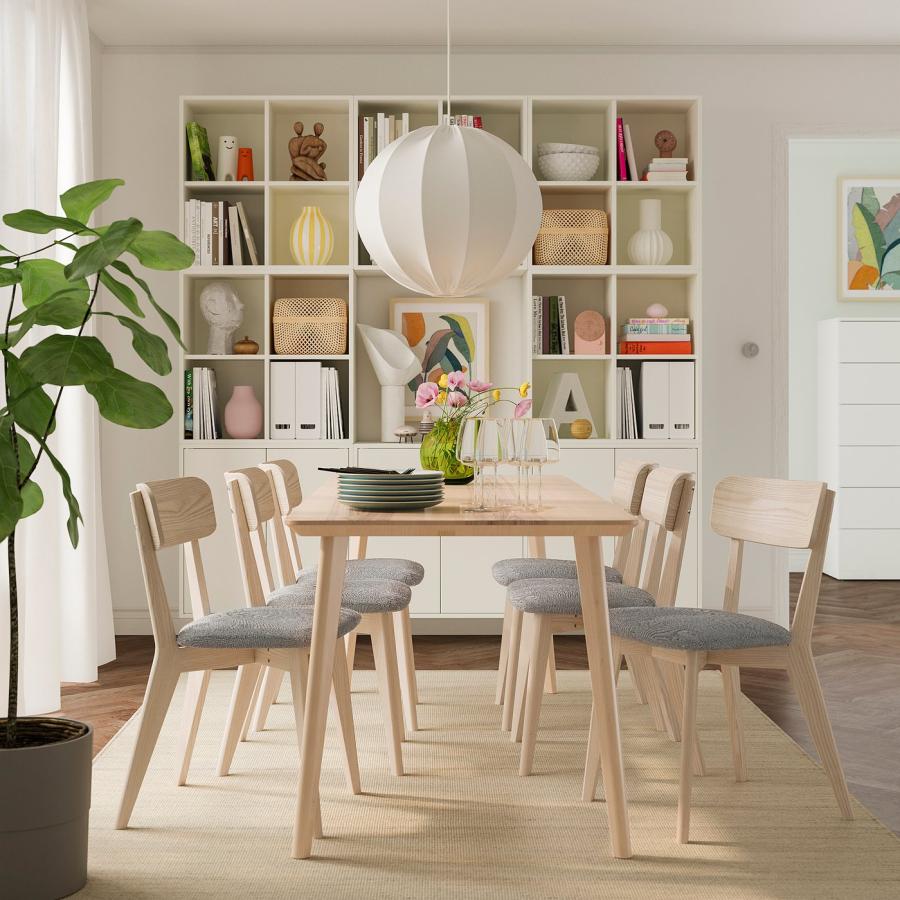[IKEA/イケア/通販]LISABO リーサボー / LISABO リーサボー テーブル＆チェア6脚, アッシュ/タルミーラ ホワイト/ブラック, 200x78 cm[8](09554840) |  | 01