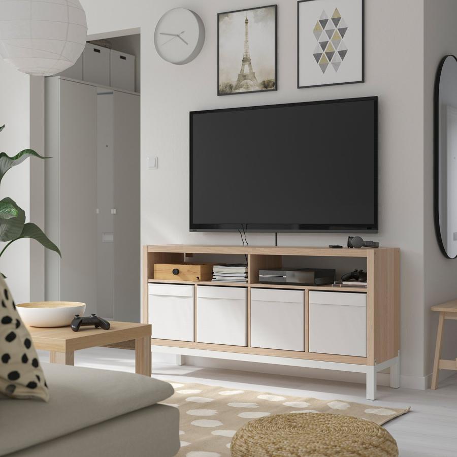 [IKEA/イケア/通販]KALLAX カラックス テレビ台 下部フレーム付き, ホワイトステインオーク調, 147x39x78 cm[FH](09557909) |  | 01