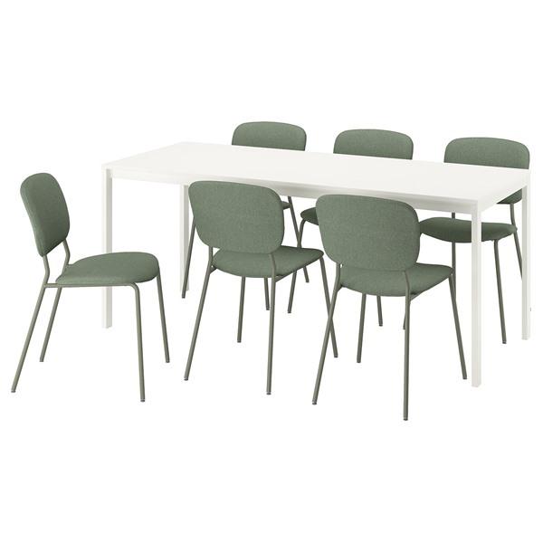 [IKEA/イケア/通販]VIHALS ヴィーハルス / VIHALS ヴィーハルステーブル＆チェア6脚, ホワイト/グリーン ……[8](9599546) | 