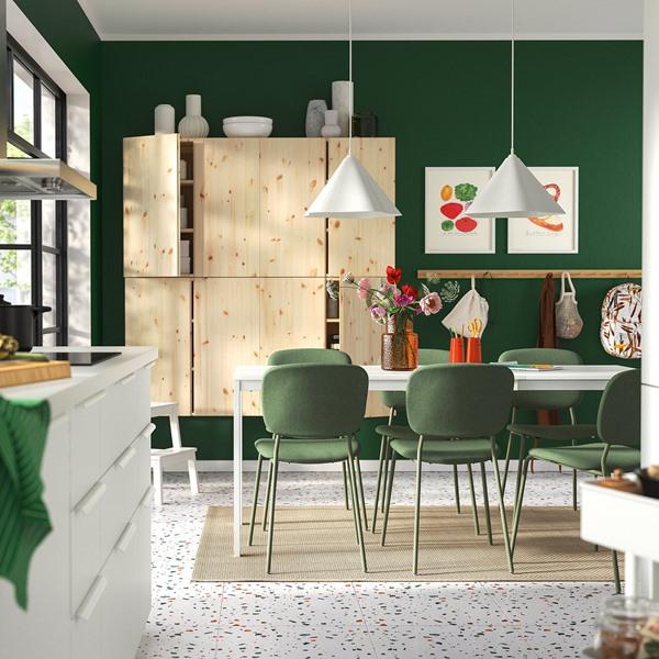 [IKEA/イケア/通販]VIHALS ヴィーハルス / VIHALS ヴィーハルステーブル＆チェア6脚, ホワイト/グリーン ……[8](9599546) |  | 01