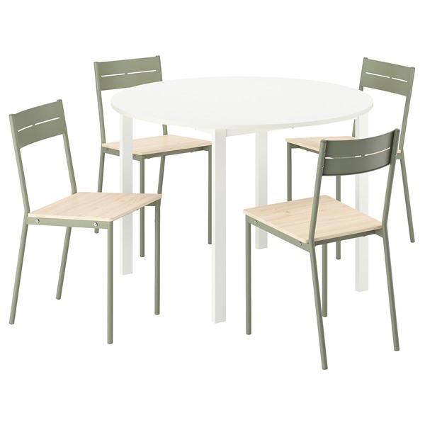 [IKEA/イケア/通販]VIHALS ヴィーハルステーブル＆チェア4脚, ホワイト ホワイト/グレーグリーン パイ……[6](9599565) | 