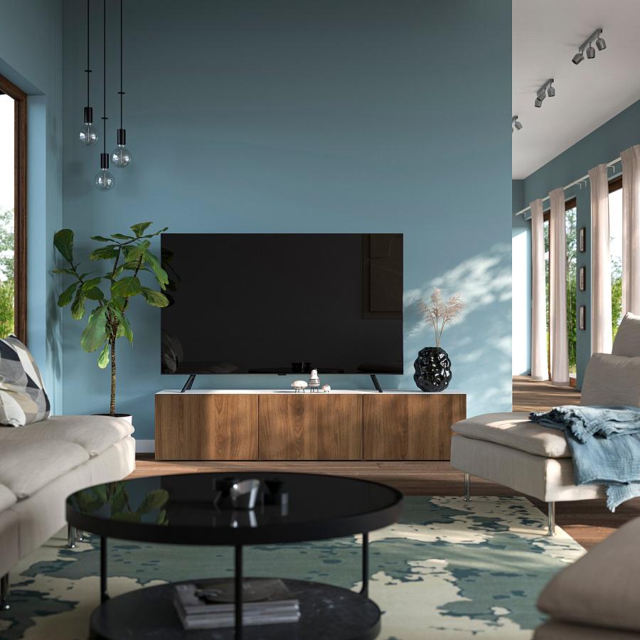 [IKEA/イケア/通販]BESTA ベストー テレビ台 扉付き, ホワイト/ラップヴィーケン ウォールナット調, 180x42x38 cm[11](99612181) |  | 01