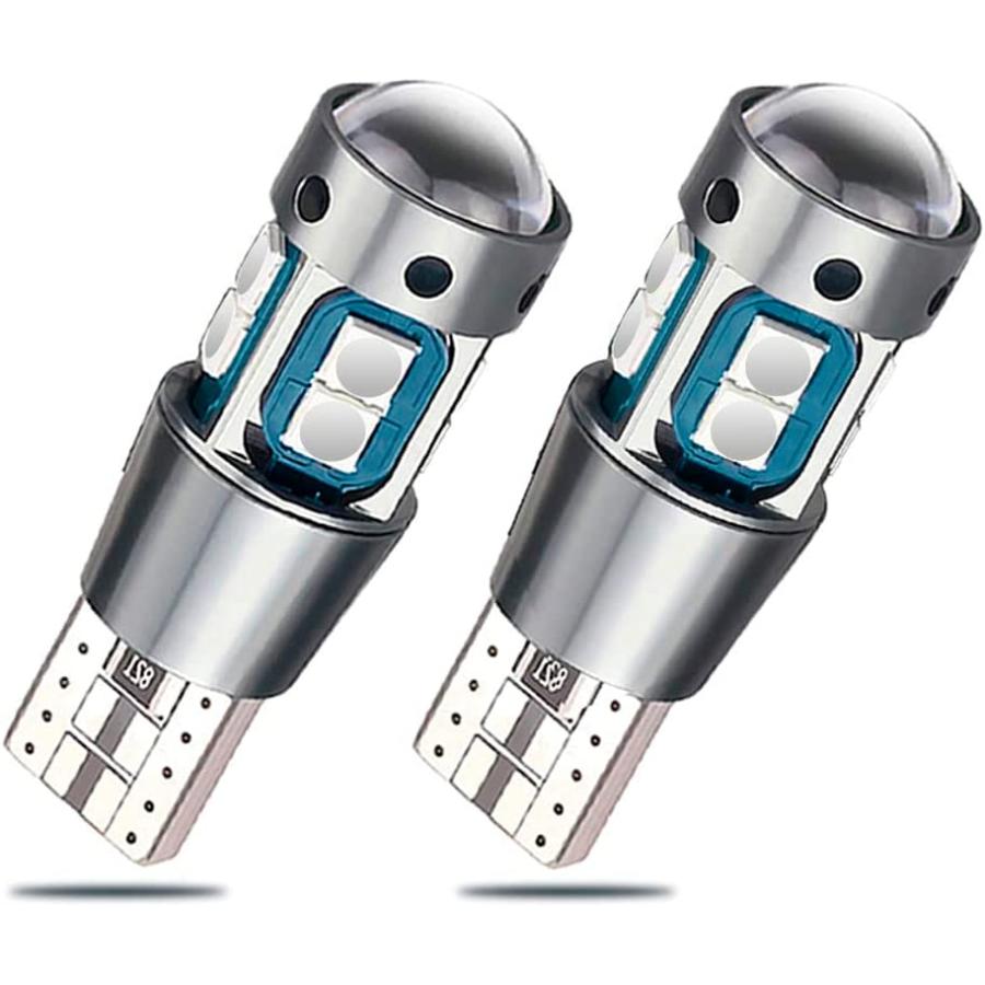 T10 LED  爆光 12V  ポジションランプ ルームランプ CANBUS キャンセラー内蔵 無極性 レンズ付き 3030 SMD 10連 2.4W  ２個セット | トヨタ | 01
