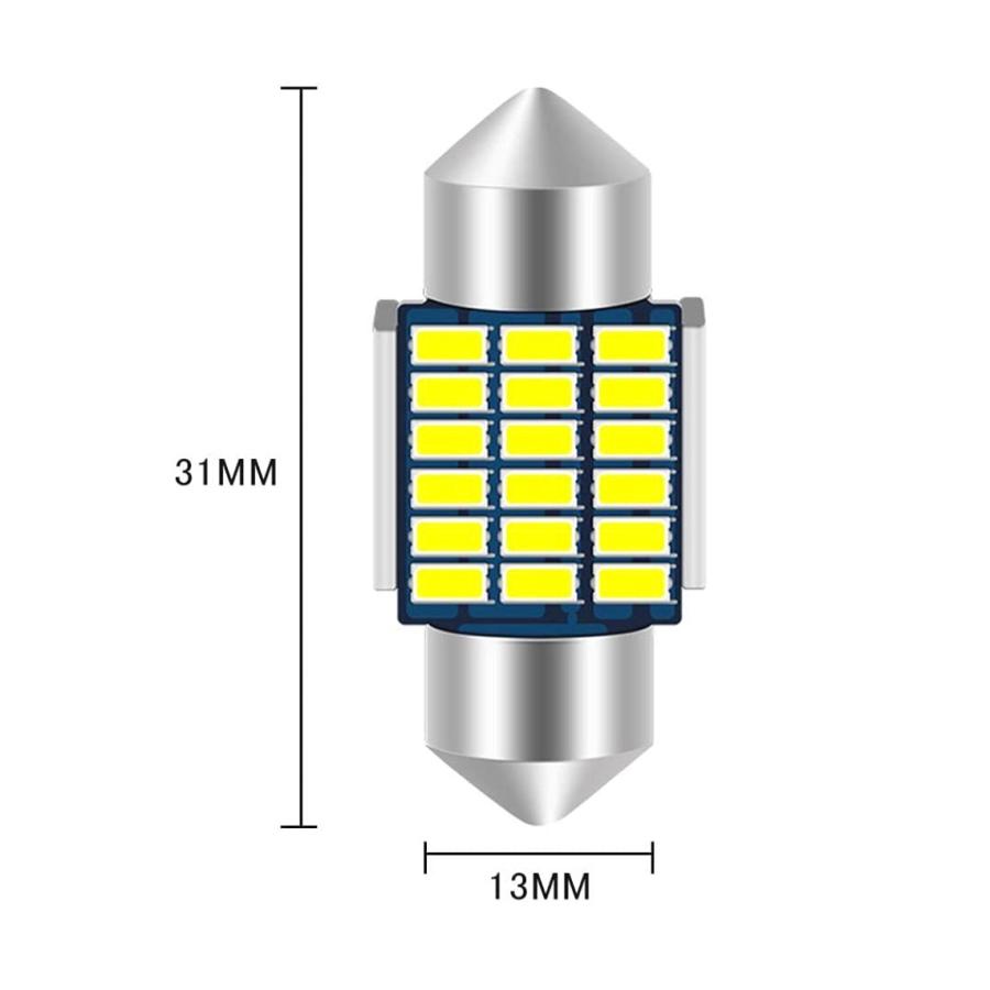 T10 31mm LED ルームランプ ホワイト キャンセラー内蔵 LEDルームライト 室内灯 車内灯 ラゲッジランプ ナンバー灯 LEDバルブ 両口金タイプ | トヨタ | 02