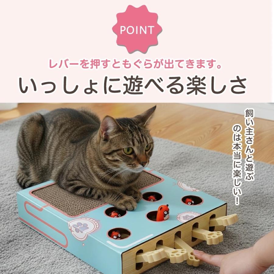 もぐら叩き＆猫じゃらし付きスクラッチャー 猫おもちゃ 猫用おもちゃ