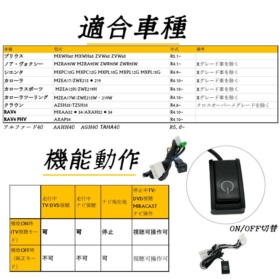 テレビキット カローラクロス 10 トヨタ テレビキャンセラー TV 走行中テレビが見れる ナビ操作 出来る TV 車｜wecar｜07