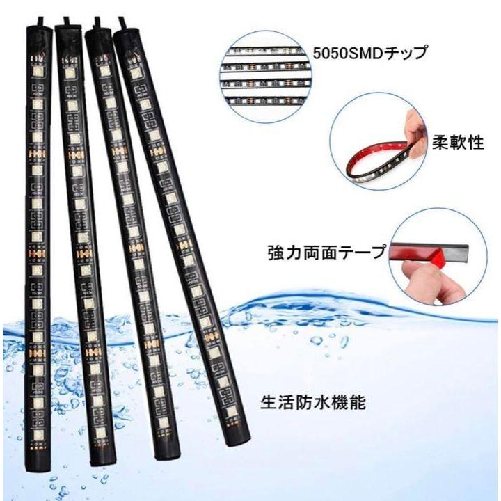 高輝度 RGB ledテープライト USB式 防水テープライト 全8色に切替 カー