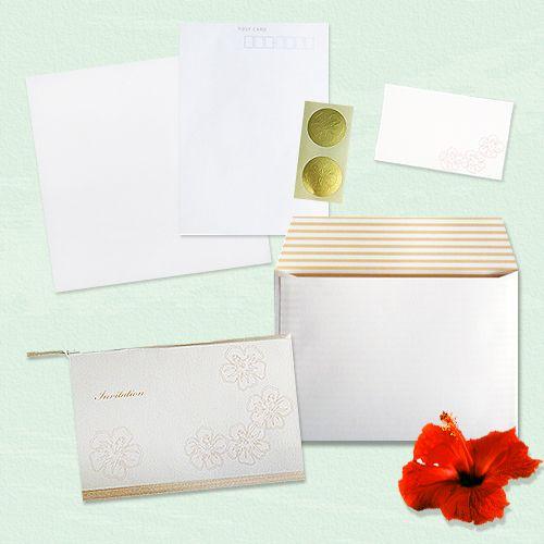 ハワイアン　招待状　ハイビスカス　ゴールド　10部セット |  | 02