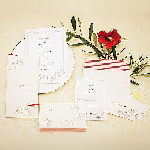 ハワイアン　招待状　ハイビスカス　レッド　10部セット |  | 01