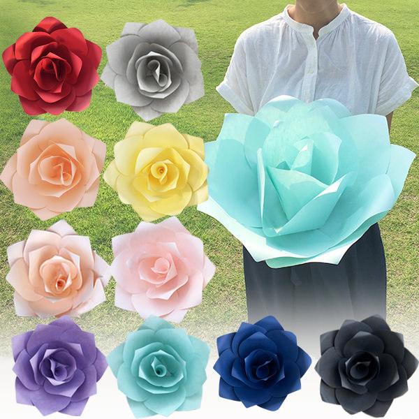 ジャイアントフラワー 手作りキット ローズ Lサイズ 花径45cm カラー10色（ピンク、イエロー、ブルー） たくさん貼って華やかなウォールデコに ペーパーフラワー | 