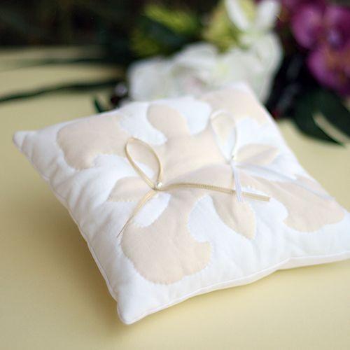 リングピロー キット　ハワイアンキルト　エンジェルトランペット　ホワイト　結婚式 ウェディング 手作りキット |  | 03
