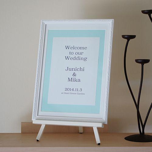 結婚式 シンプルウェルカムボード　ホワイト×ブルー　ウエディング | 