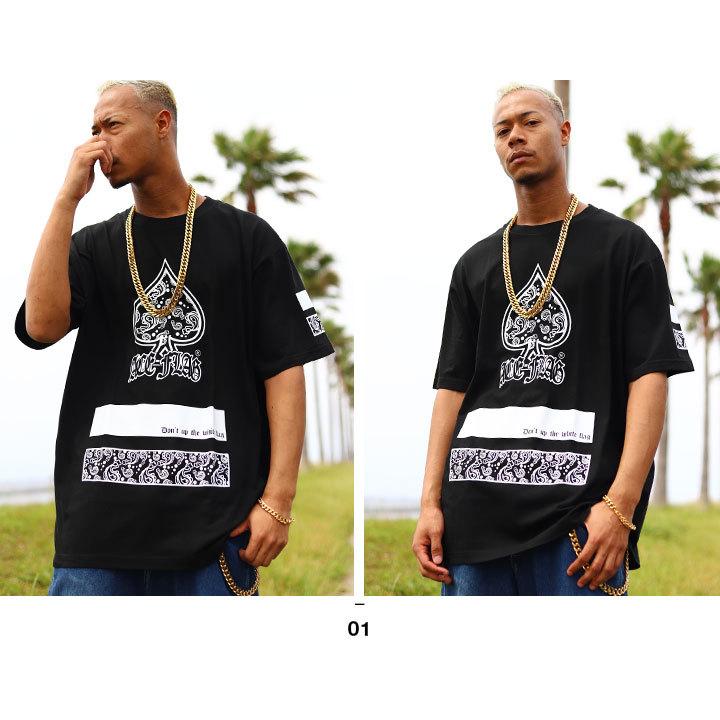 Ace Flag Tシャツ 半袖 大きいサイズ ビッグシルエット エースフラッグ かっこいい 袖ロゴ スペード バンダナ柄 ヒップホップ ダンス ストリート系 ブランド 本格派大人のb系xlダンス通販 通販 Yahoo ショッピング