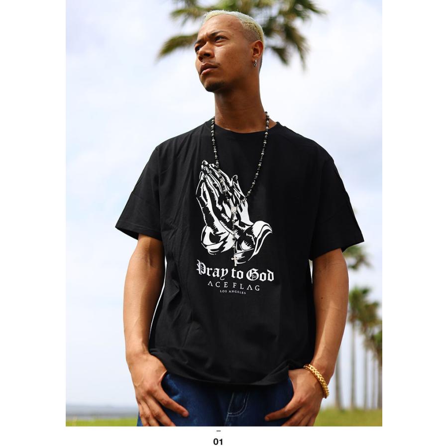 エースフラッグ Aceflag Tシャツ 半袖 大きいサイズ かっこいい おしゃれ 祈り手 プレイングハンズ Pray To God ビッグシルエット 西海岸 本格派大人のb系xlダンス通販 通販 Yahoo ショッピング