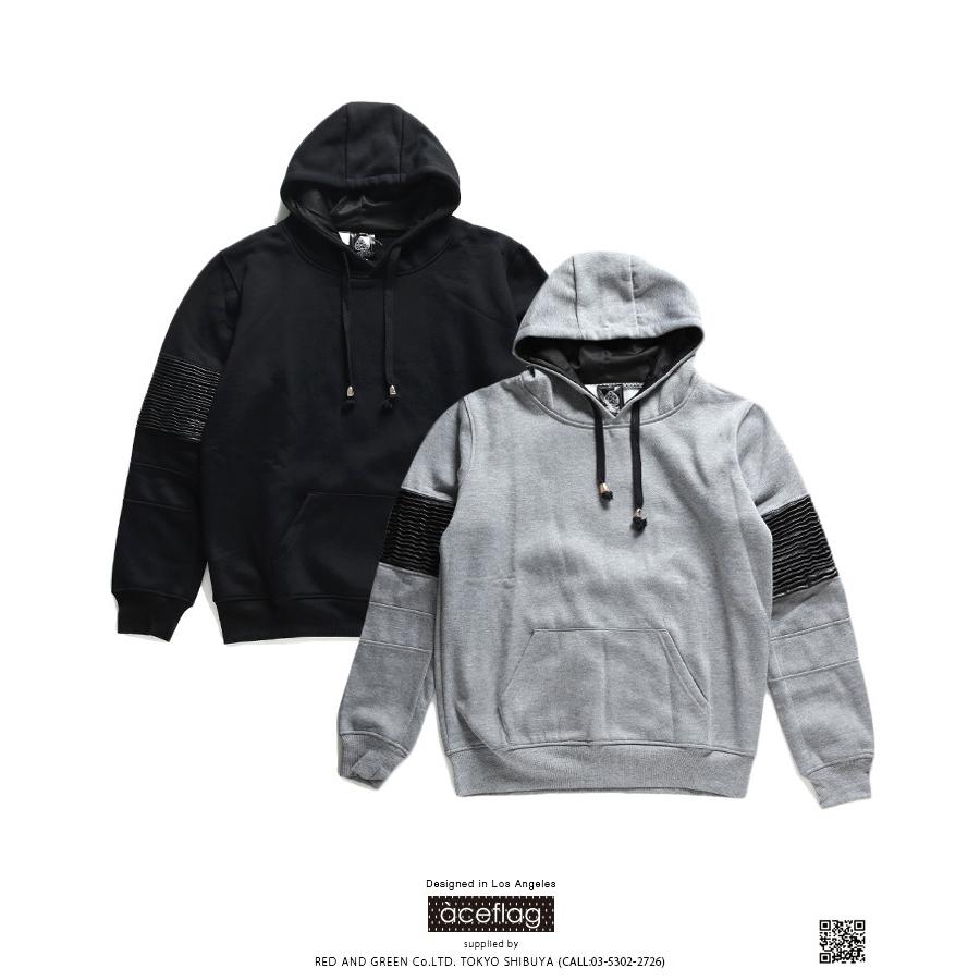 エースフラッグ Aceflag フードパーカー スウェット 長袖 メンズ レディース 大きいサイズ B系 かっこいい おしゃれ バイカーデザイン シンセティックレザー 本格派大人のb系xlダンス通販 通販 Yahoo ショッピング