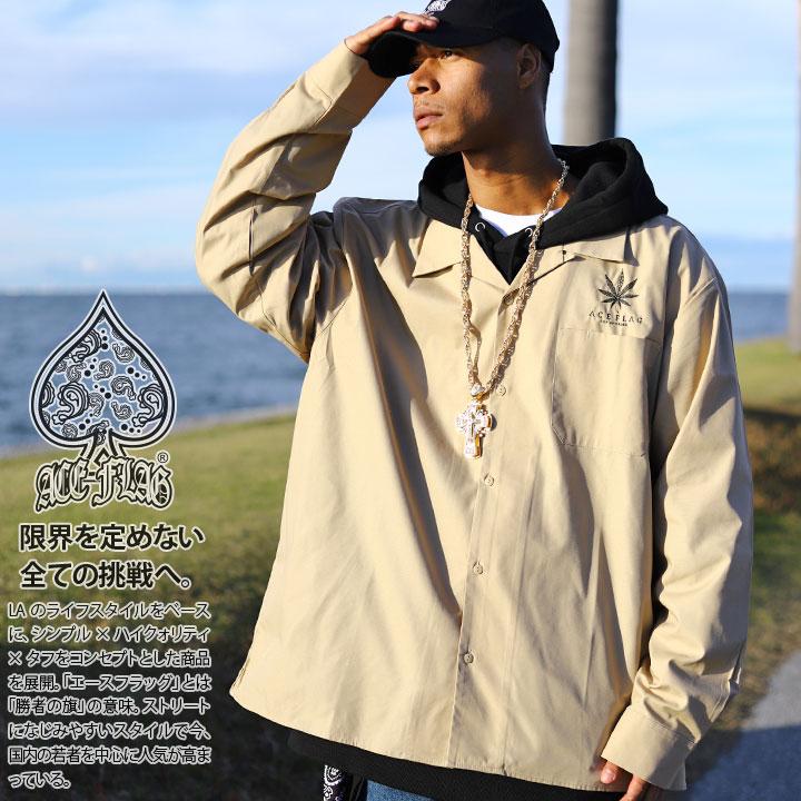 Ace Flag 長袖シャツ 大きいサイズ エースフラッグ シャツ 長袖 開襟シャツ 大麻 マリファナ 本格派大人のb系xlダンス通販 通販 Yahoo ショッピング