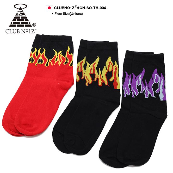 クラブノイズ Club No1z ソックス メンズ レディース 靴下 くつした ミドル丈 カラー 柄 かっこいい おしゃれ くつ下 22 27cm ファイヤーパターン バイカラー 本格派大人のb系xlダンス通販 通販 Yahoo ショッピング