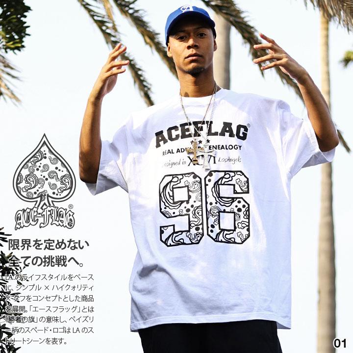 Ace Flag Tシャツ 半袖 大きいサイズ ビッグシルエット エースフラッグ おしゃれ かっこいい ナンバー 96 ペイズリー 柄 バンダナ柄 ヒップホップ ストリート系 本格派大人のb系xlダンス通販 通販 Yahoo ショッピング