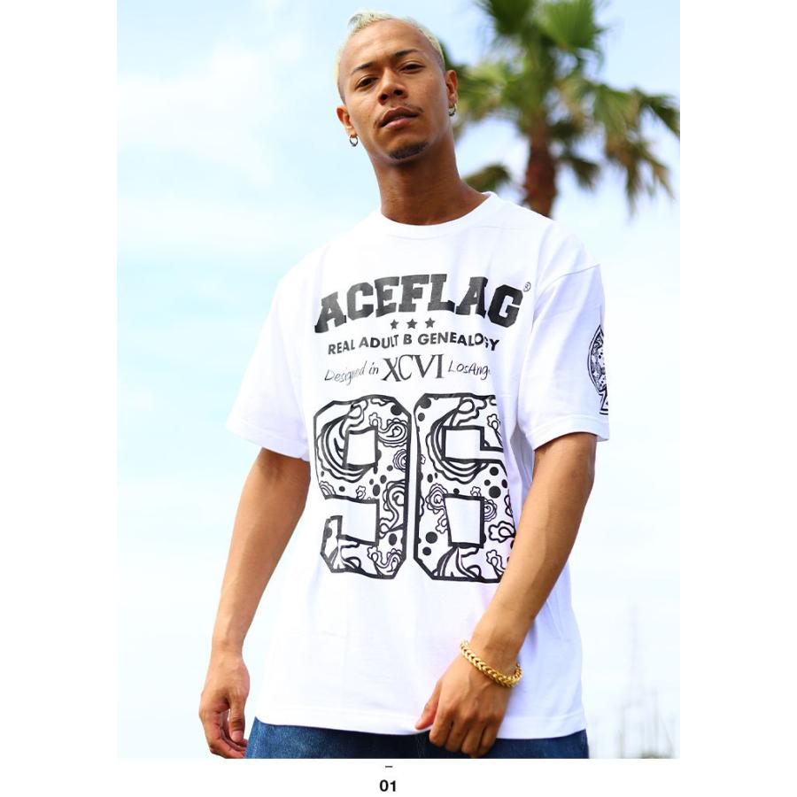Ace Flag Tシャツ 半袖 大きいサイズ ビッグシルエット エースフラッグ おしゃれ かっこいい ナンバー 96 ペイズリー 柄 バンダナ柄 ヒップホップ ストリート系 本格派大人のb系xlダンス通販 通販 Yahoo ショッピング
