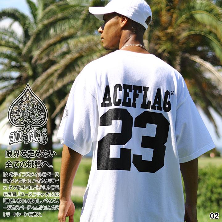 Ace Flag Tシャツ 半袖 大きいサイズ ビッグシルエット エースフラッグ かっこいい 袖ロゴ スペード ペイズリー ナンバー 23 ヒップホップ ダンス ストリート系 本格派大人のb系xlダンス通販 通販 Yahoo ショッピング