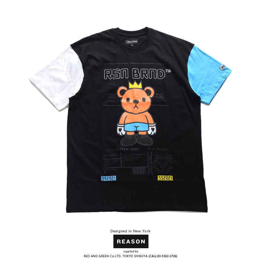 リーズン Reason Tシャツ 熊 キャラクター 半袖 大きいサイズ かっこいい おしゃれ 切替 アシンメトリー アメリカンコミック風 アニメ 漫画 ビッグシルエット 本格派大人のb系xlダンス通販 通販 Yahoo ショッピング