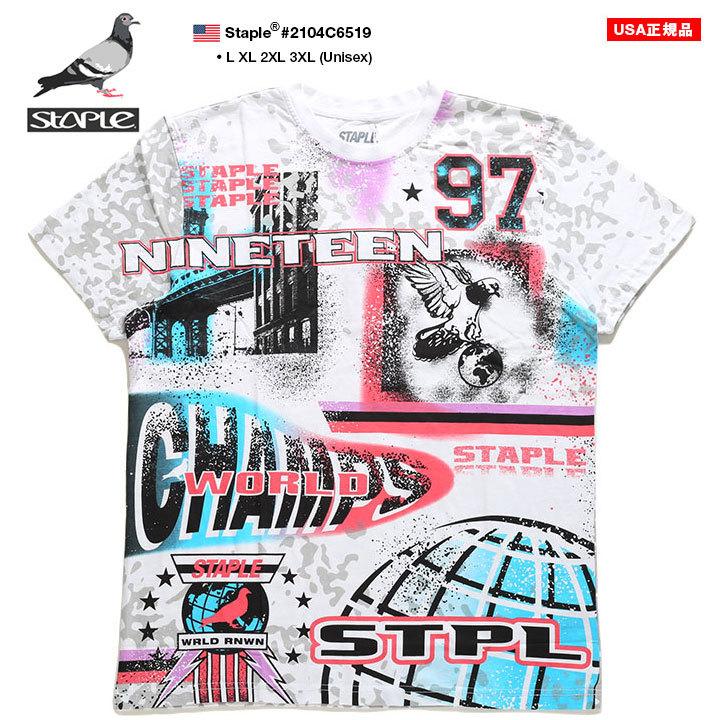 Staple Tシャツ 半袖 大きいサイズ ステイプル かっこいい 鳩 鳥 スプレー グラフィティ リリックノート風 総柄 マルチロゴ ヒップホップ ストリート系 本格派大人のb系xl 零zero 通販 Yahoo ショッピング