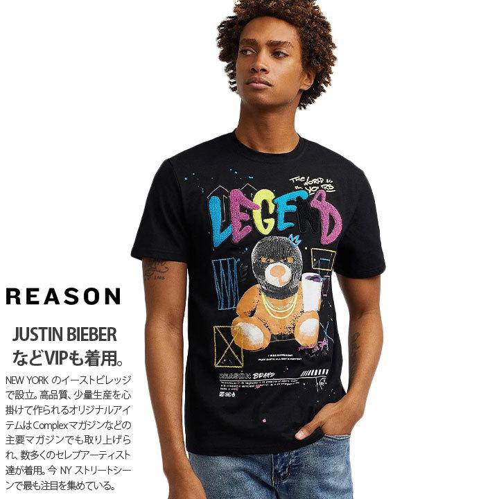 Reason Tシャツ 半袖 大きいサイズ リーズン シンプル イラスト カートゥーン かわいい 熊 ベアー パステル 刺繍 セール商品