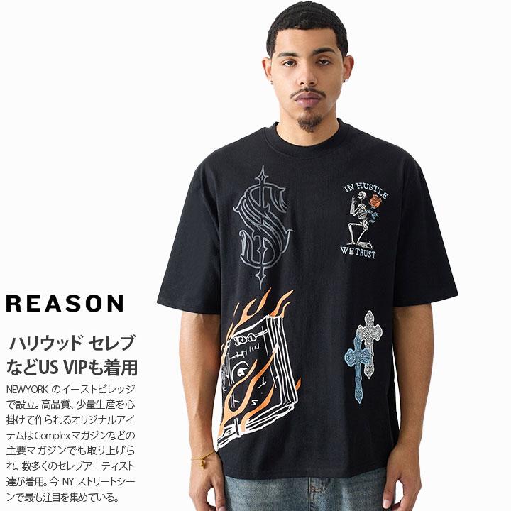 REASON Tシャツ 半袖 大きいサイズ リーズン 総柄 バロック 西海岸系
