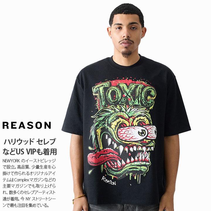 REASON Tシャツ 半袖 大きいサイズ リーズン おしゃれ 総柄 アメコミ