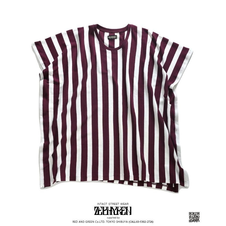ゼファレン Zephyren ポンチョ ノースリーブ Tシャツ ロング丈 ストライプ 大きいサイズ かっこいい おしゃれ ゆったり ビッグシルエット ロック バンド系 本格派大人のb系xlダンス通販 通販 Yahoo ショッピング